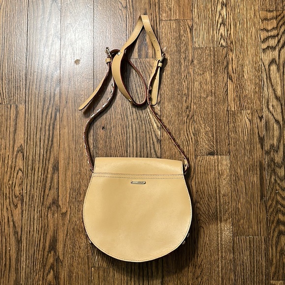 πHPπ Rebecca Minkoff Skylar Saddle Bag Tan with Gold Hardware Genuine Leather - Picture 5 of 11